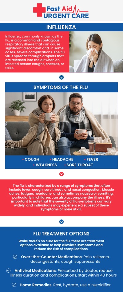 Common questions asked by patients: What are the most common symptoms of the flu? What treatments do you provide for the flu? How long am I contagious with the flu? When should I seek urgent medical care for the flu?
When sudden flu symptoms leave you exhausted, Fast Aid Urgent Care & Family Medicine Clinic in Bakersfield, CA, provides the prompt relief you need. Dr. Ajitpal Tiwana, MD, and our medical team offer personalized treatment plans. Visit us today for an accurate diagnosis and compassionate care to help you recover faster. For more information, contact us or book an appointment online. We are conveniently located at 2611 South H St Suite C Bakersfield, CA 93304. We serve patients from Bakersfield CA, Rexland Acres CA, Venola CA, Oildale CA, Lamont CA, Rosedale CA and surrounding areas.
