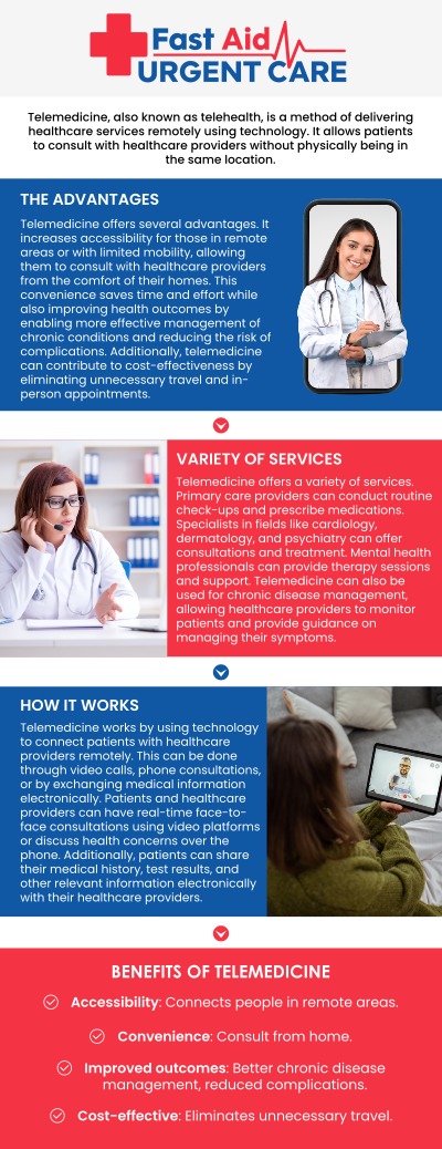 Common questions asked by patients: What is telemedicine, and how does it work? What types of conditions can be treated through telemedicine? How do I schedule a telemedicine appointment? Are telemedicine consultations covered by insurance? 
Telemedicine allows you to receive medical care remotely, saving time while staying safe at home. Get convenient telemedicine services in Bakersfield with Dr. Ajitpal Tiwana, MD, and our medical team at Fast Aid Urgent Care & Family Medicine Clinic. We provide virtual consultations for non-emergency conditions, follow-ups, prescription guidance, and health advice, making quality care accessible, timely, and safe. For more information, contact us or book an appointment online. We are conveniently located at 2611 South H St Suite C Bakersfield, CA 93304. We serve patients from Bakersfield CA, Rexland Acres CA, Venola CA, Oildale CA, Lamont CA, Rosedale CA and surrounding areas.